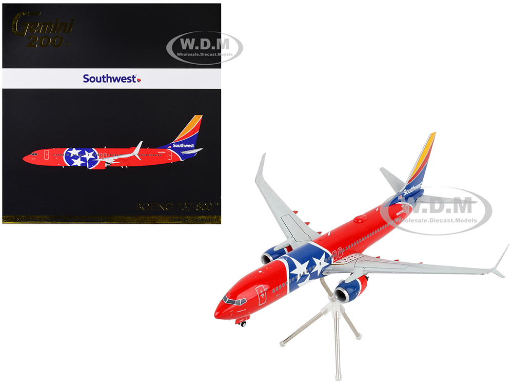 Image of Boeing 737-800 Commercial Aircraft "Southwest Airlines - Tennessee One" Tennessee Flag Livery "Gemini 200" Series 1/200 Diecast Model Airplane by Gem