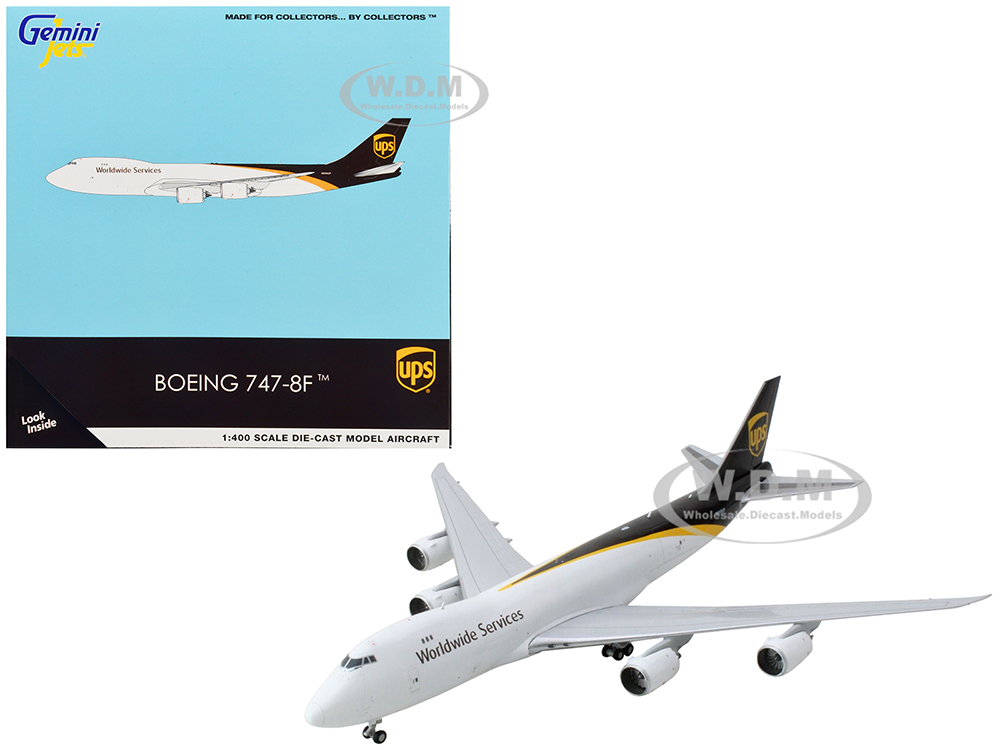 Image of Boeing 747-8F Commercial Aircraft "UPS Worldwide Services" White with Brown Tail 1/400 Diecast Model Airplane by GeminiJets