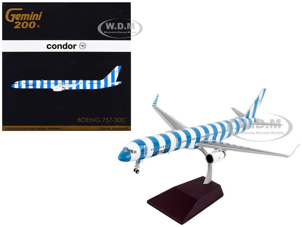 Image of Boeing 757-300 Commercial Aircraft "Condor Airlines" Blue and White Stripes "Gemini 200" Series 1/200 Diecast Model Airplane by GeminiJets