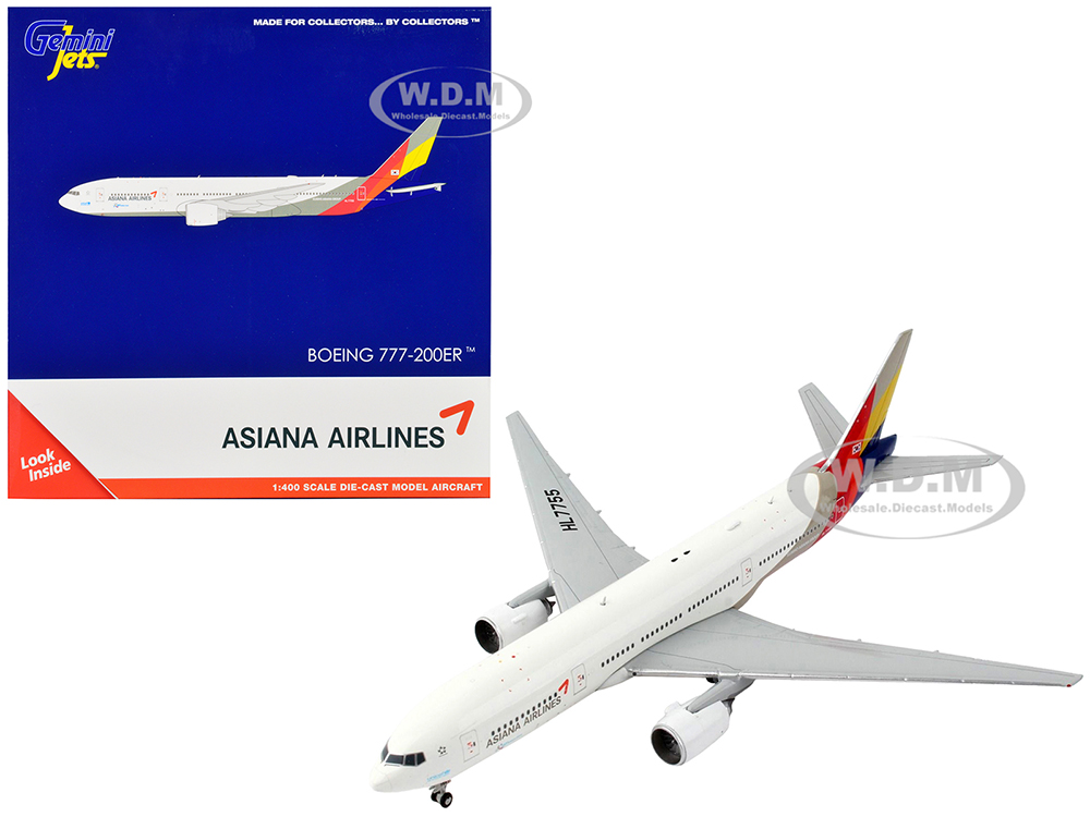 Image of Boeing 777-200ER Commercial Aircraft "Asiana Airlines" White with Tail Graphics 1/400 Diecast Model Airplane by GeminiJets