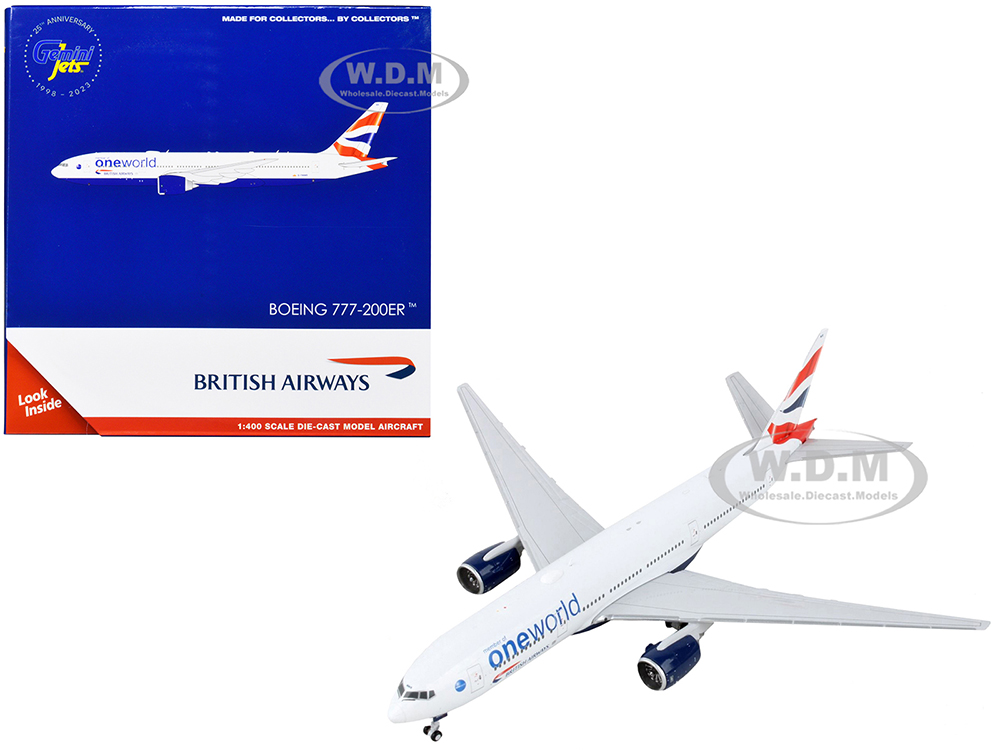 Image of Boeing 777-200ER Commercial Aircraft "British Airways - OneWorld" White 1/400 Diecast Model Airplane by GeminiJets