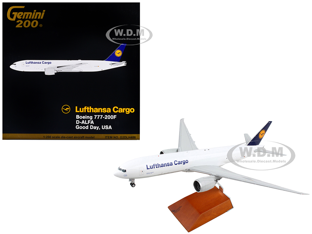 Image of Boeing 777-200F Commercial Aircraft "Lufthansa Cargo" White with Blue Tail "Gemini 200" Series 1/200 Diecast Model Airplane by GeminiJets