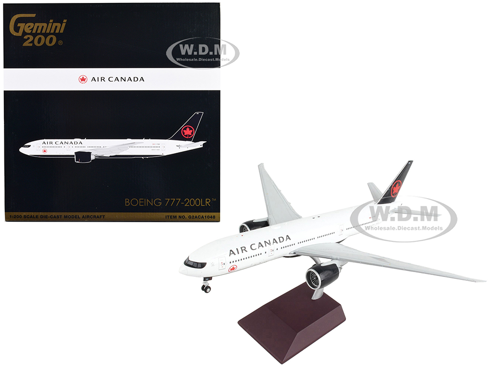 Image of Boeing 777-200LR Commercial Aircraft "Air Canada" White with Black Tail "Gemini 200" Series 1/200 Diecast Model Airplane by GeminiJets