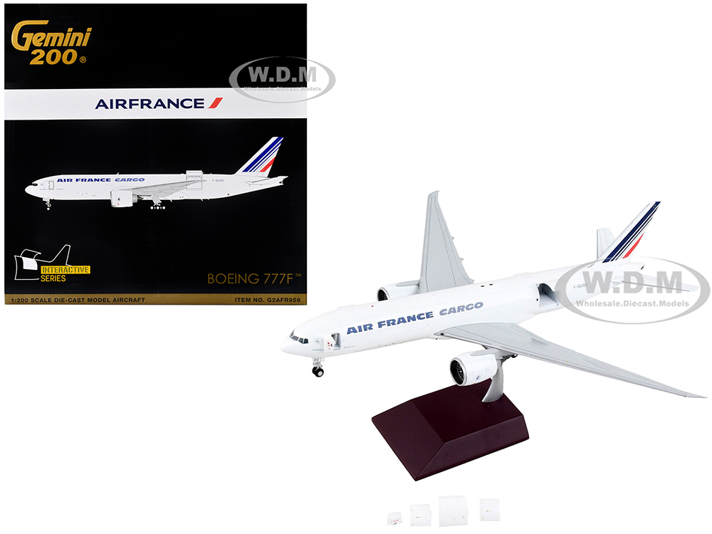 Image of Boeing 777F Commercial Aircraft "Air France Cargo" White with Striped Tail "Gemini 200 - Interactive" Series 1/200 Diecast Model Airplane by GeminiJe
