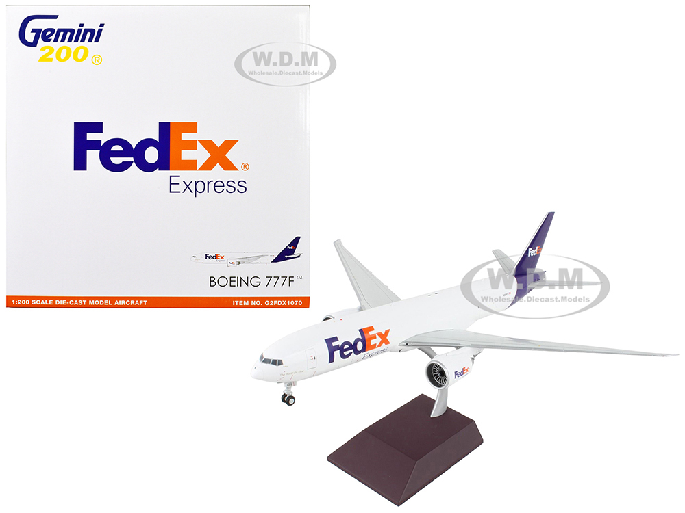 Image of Boeing 777F Commercial Aircraft "Fedex (Federal Express)" (N889FD) White with Purple Tail "Gemini 200" Series 1/200 Diecast Model Airplane by GeminiJ