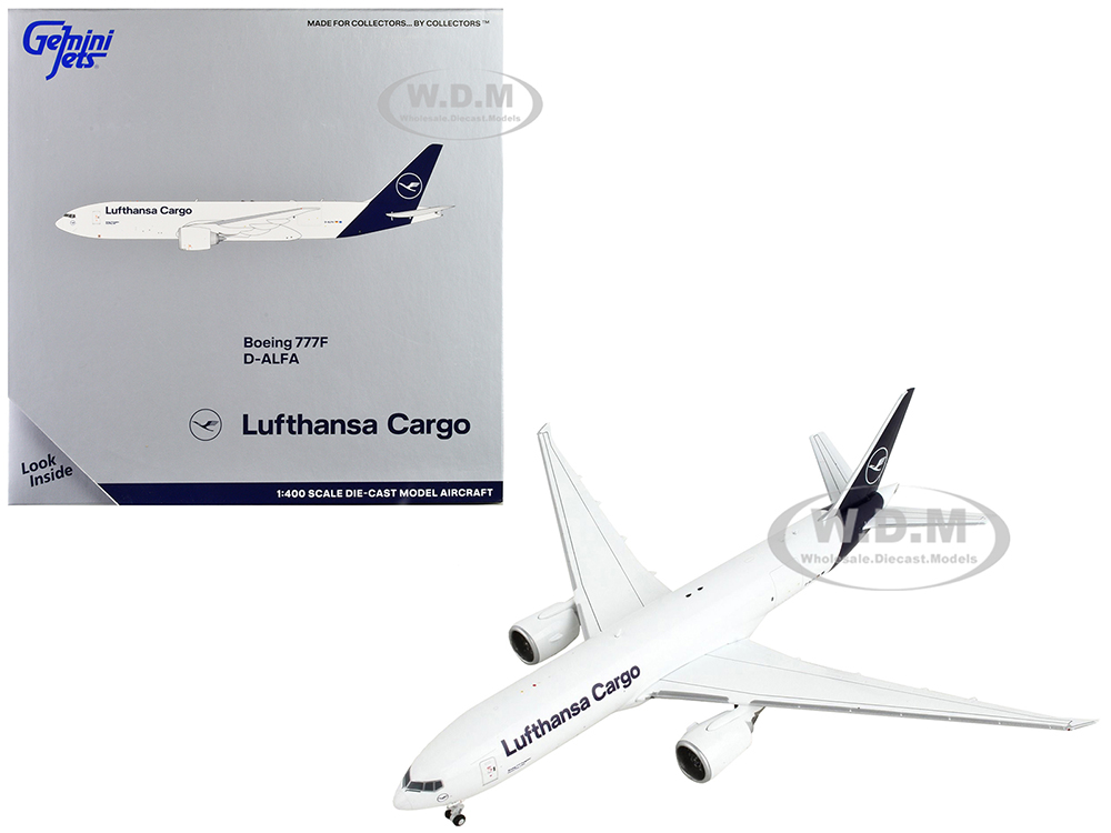 Image of Boeing 777F Commercial Aircraft "Lufthansa Cargo" White with Dark Blue Tail 1/400 Diecast Model Airplane by GeminiJets