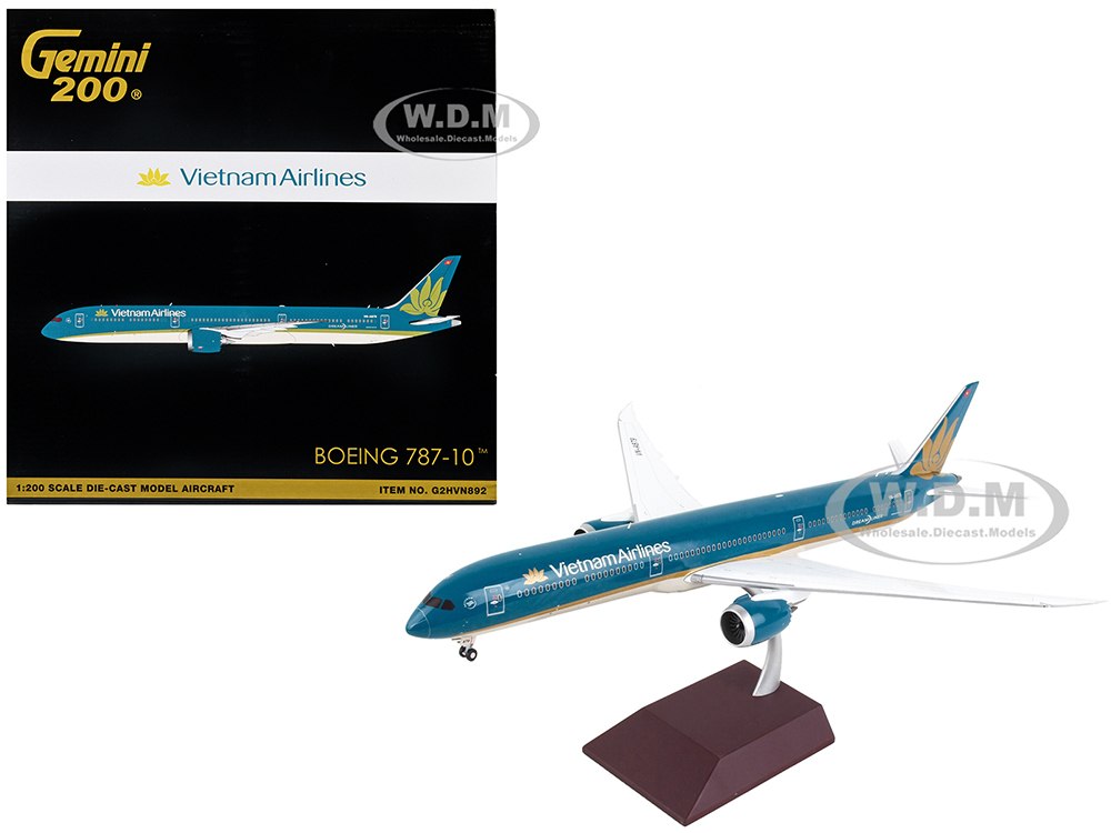 Image of Boeing 787-10 Commercial Aircraft "Vietnam Airlines" Blue with Tail Graphics "Gemini 200" Series 1/200 Diecast Model Airplane by GeminiJets