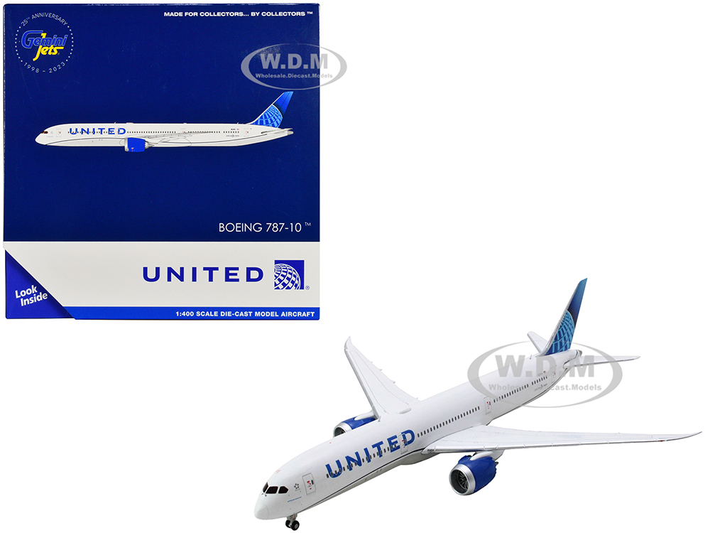 Image of Boeing 787-10 Dreamliner Commercial Aircraft "United Airlines" (N13014) White with Blue Tail 1/400 Diecast Model Airplane by GeminiJets