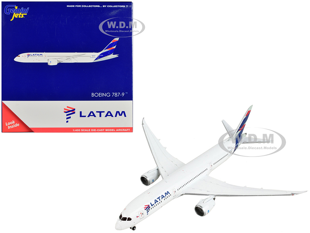 Image of Boeing 787-9 Commercial Aircraft "LATAM Airlines" White with Blue Tail 1/400 Diecast Model Airplane by GeminiJets