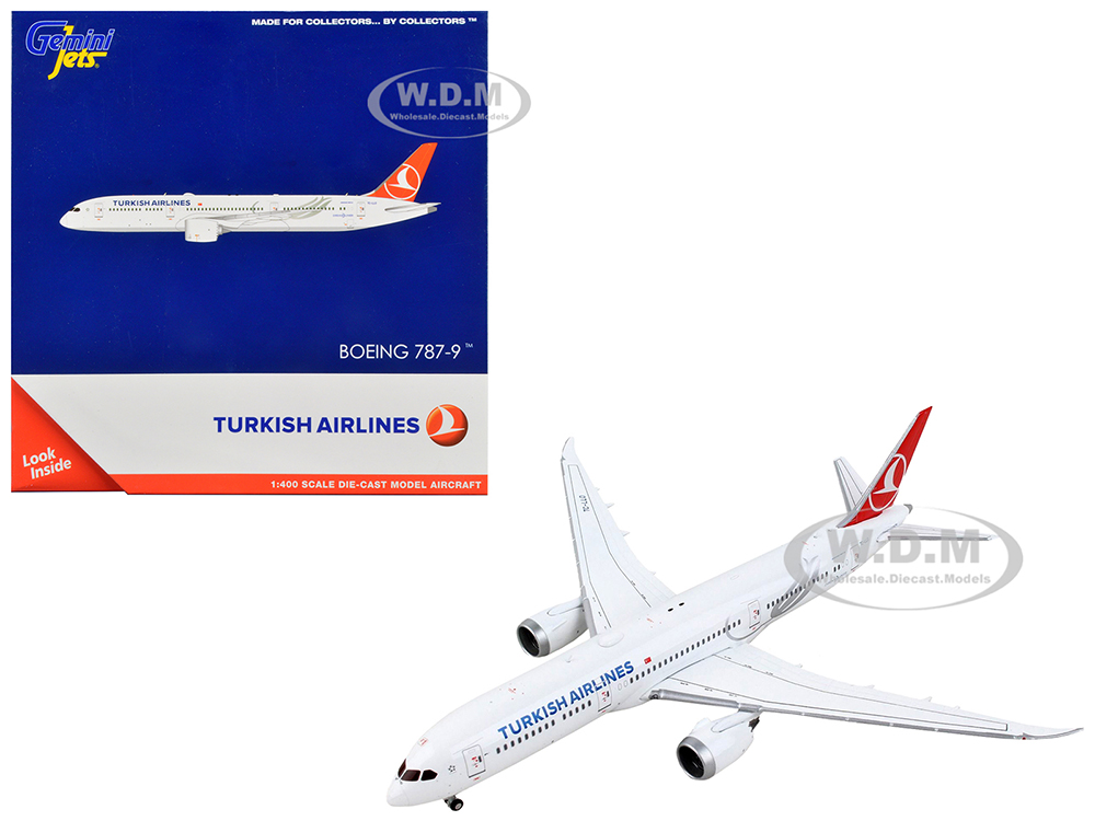 Image of Boeing 787-9 Commercial Aircraft "Turkish Airlines" White with Red Tail 1/400 Diecast Model Airplane by GeminiJets
