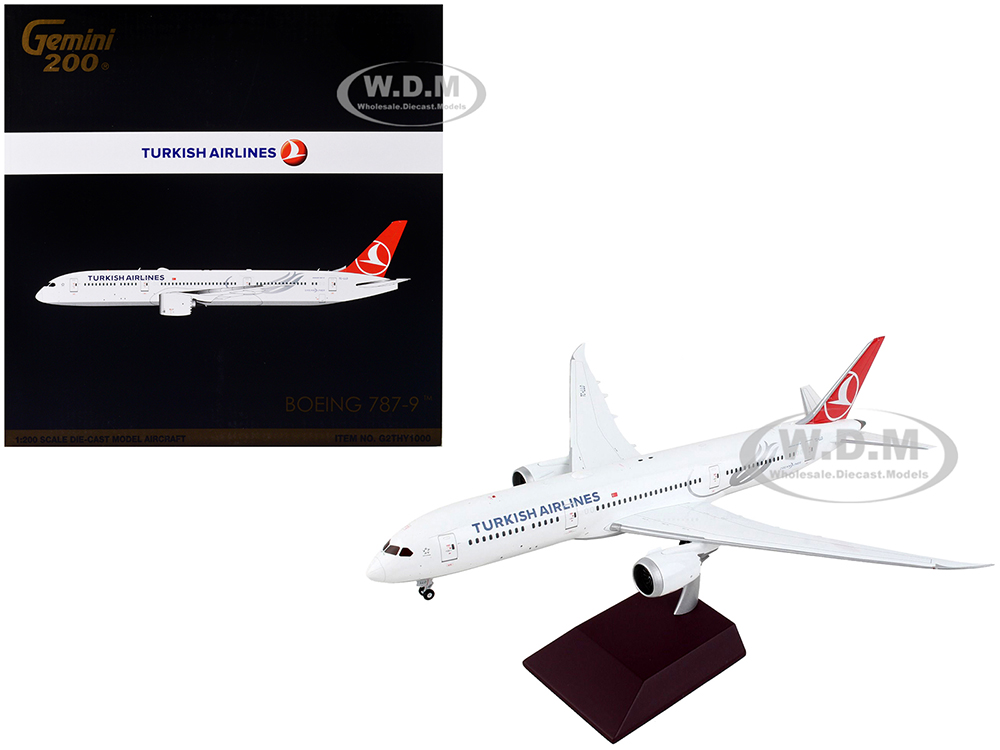 Image of Boeing 787-9 Commercial Aircraft "Turkish Airlines" White with Red Tail "Gemini 200" Series 1/200 Diecast Model Airplane by GeminiJets