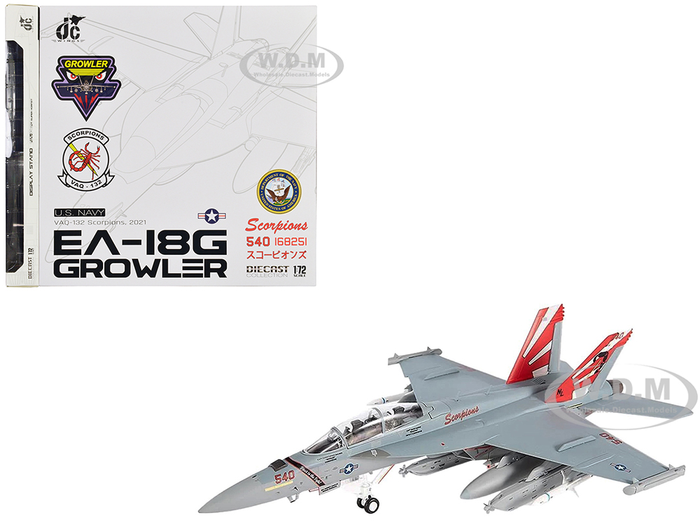 Image of Boeing EA-18G Growler Aircraft "VAQ-132 Scorpions" United States Navy 1/72 Diecast Model by JC Wings