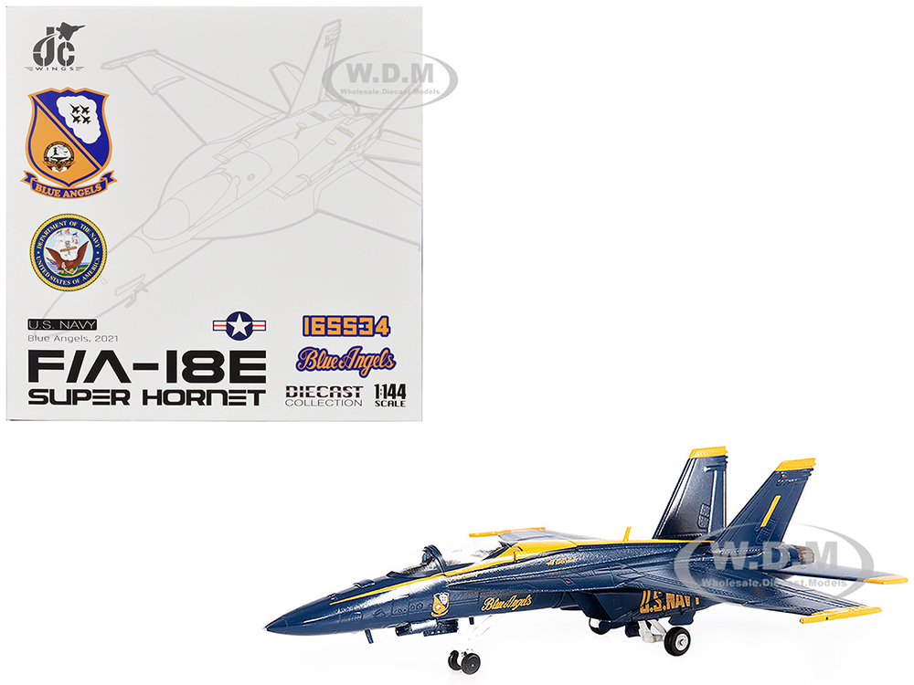 Image of Boeing F/A-18E Super Hornet Fighter Aircraft "Blue Angels 1" (2021) United States Navy 1/144 Diecast Model by JC Wings