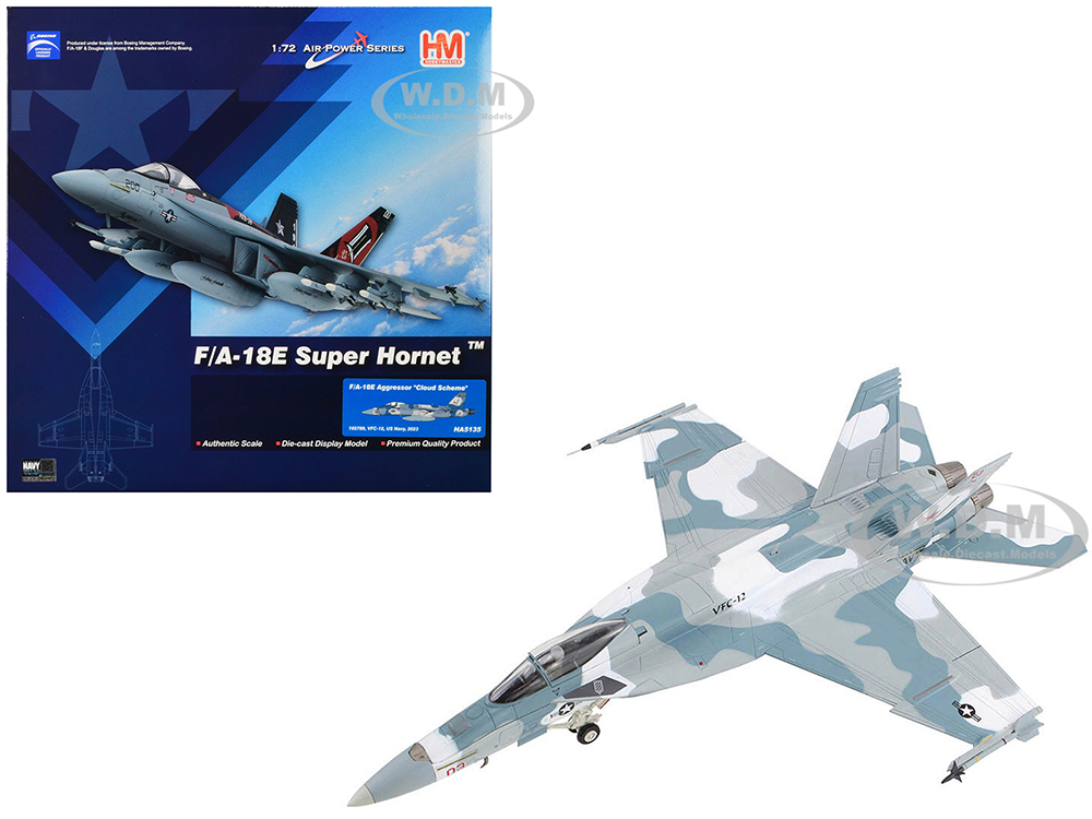 Image of Boeing F/A-18E Super Hornet Fighter Aircraft "Cloud Scheme VFC-12 Fighting Omars" (2023) United States Navy "Air Power Series" 1/72 Diecast Model by