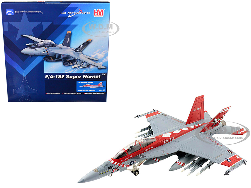 Image of Boeing F/A-18F Super Hornet Fighter Aircraft "VF-102 United States Navy Atsugi Air Base" (2005) "Air Power Series" 1/72 Diecast Model by Hobby Master