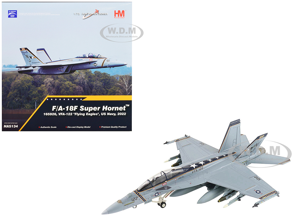Image of Boeing F/A-18F Super Hornet Fighter Aircraft "VFA-122 Flying Eagles" (2022) United States Navy "Air Power Series" 1/72 Diecast Model by Hobby Master