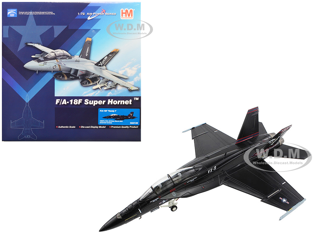 Image of Boeing F/A-18F Super Hornet Fighter Aircraft "Vandy I VX-9" (2023) United States Navy (Unarmed Version) "Air Power Series" 1/72 Diecast Model by Hobb