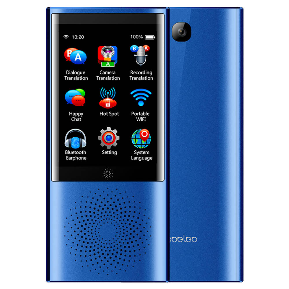Image of Boeleo W1 AI Translator 45 Languages Touch Control 24G + 5G WiFi BT40 4G SIM 1300 Pixel -  Blue