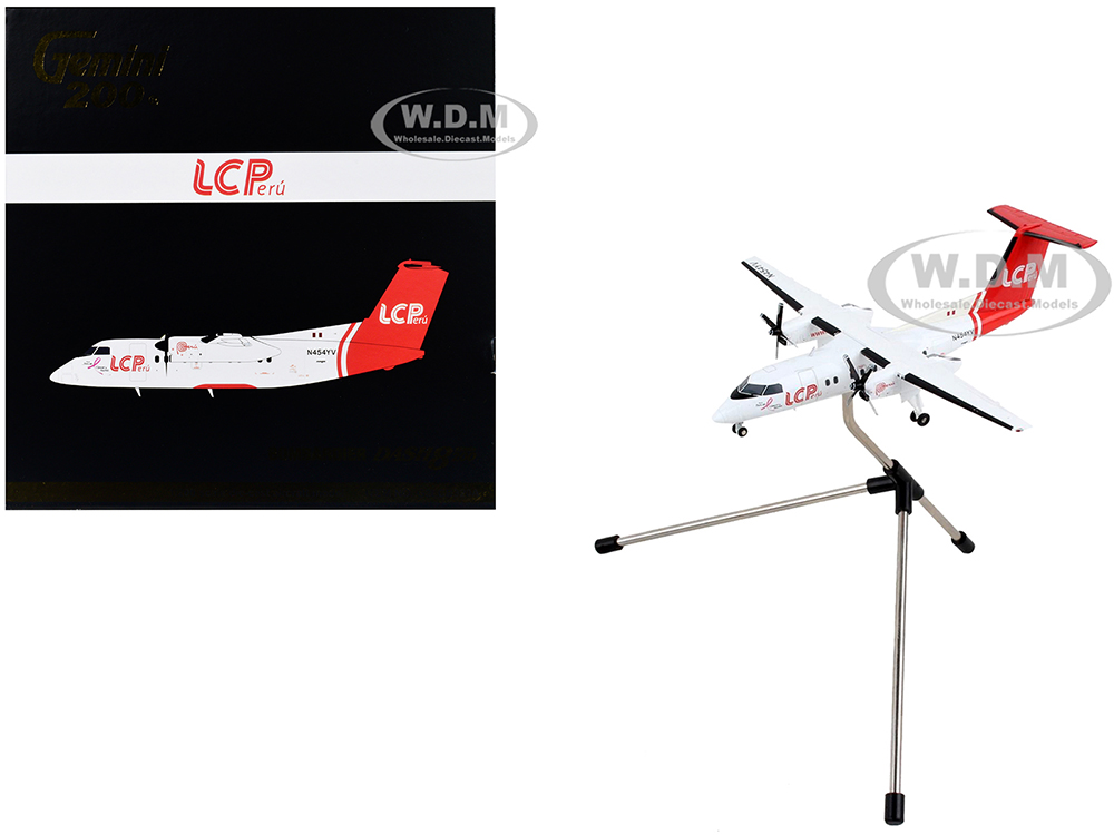 Image of Bombardier Dash 8-200 Commercial Aircraft "LC Peru" White with Red Tail "Gemini 200" Series 1/200 Diecast Model Airplane by GeminiJets