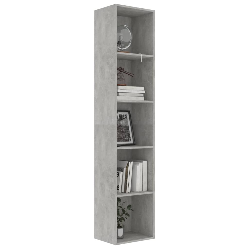 Image of Book Cabinet Concrete Gray 157"x118"x744" Chipboard