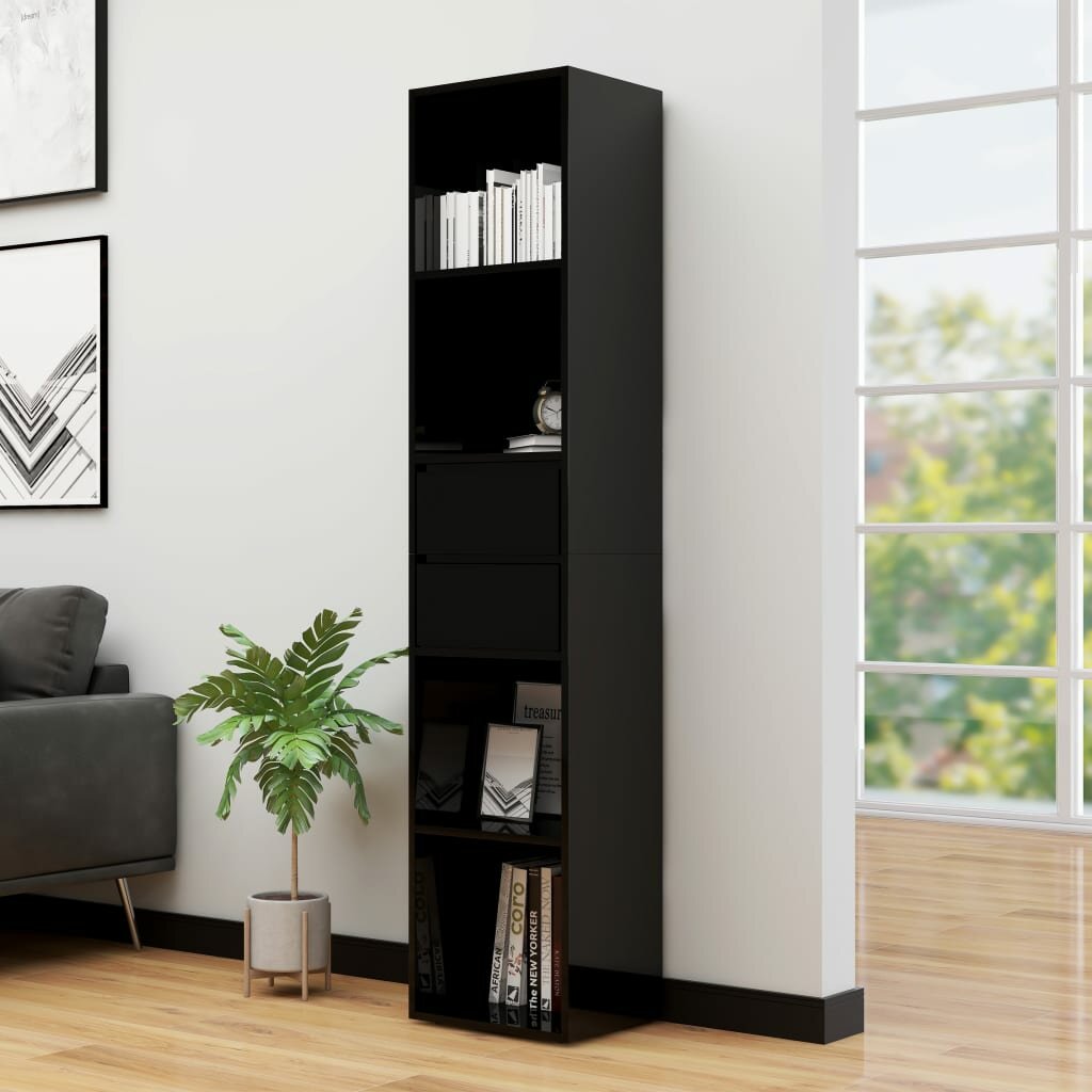 Image of Book Cabinet High Gloss Black 142"x118"x673" Chipboard