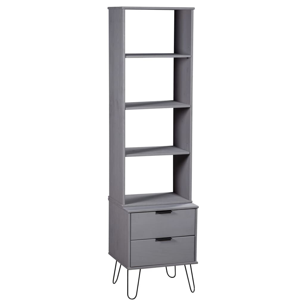 Image of Book Cabinet "New York Range" Gray Solid Pine Wood
