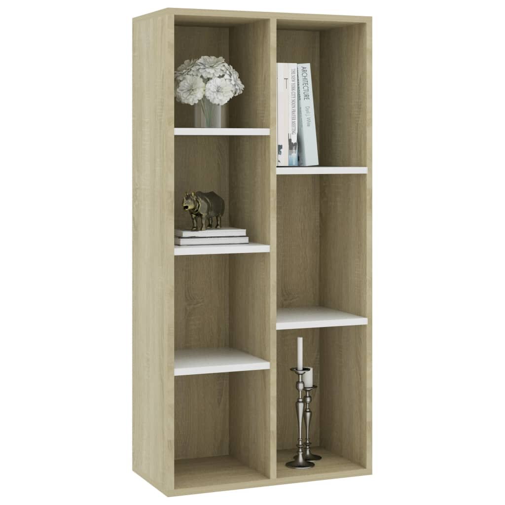 Image of Book Cabinet White and Sonoma Oak 197"x98"x417" Chipboard