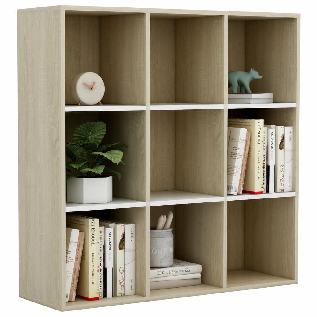 Image of Book Cabinet White and Sonoma Oak 386"x118"x386" Chipboard