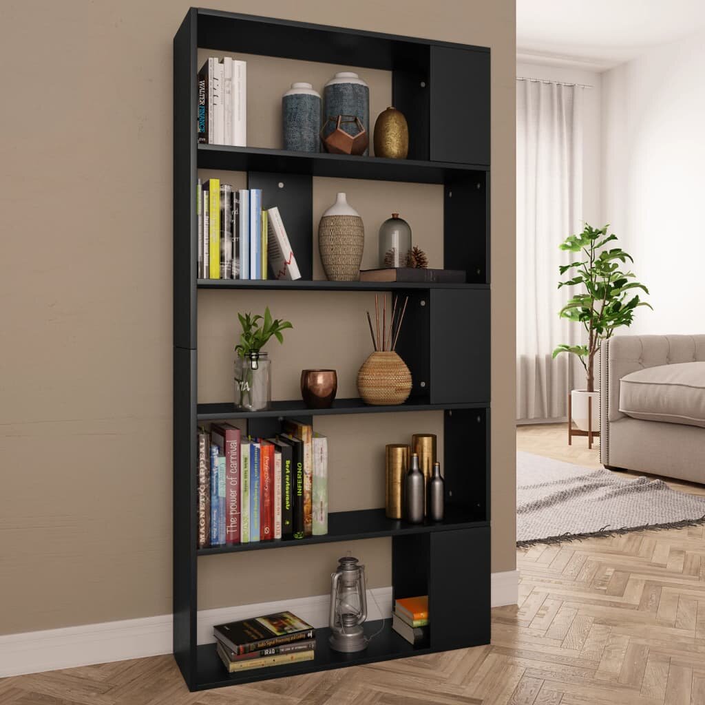 Image of Book Cabinet/Room Divider Black 315"x94"x626" Chipboard