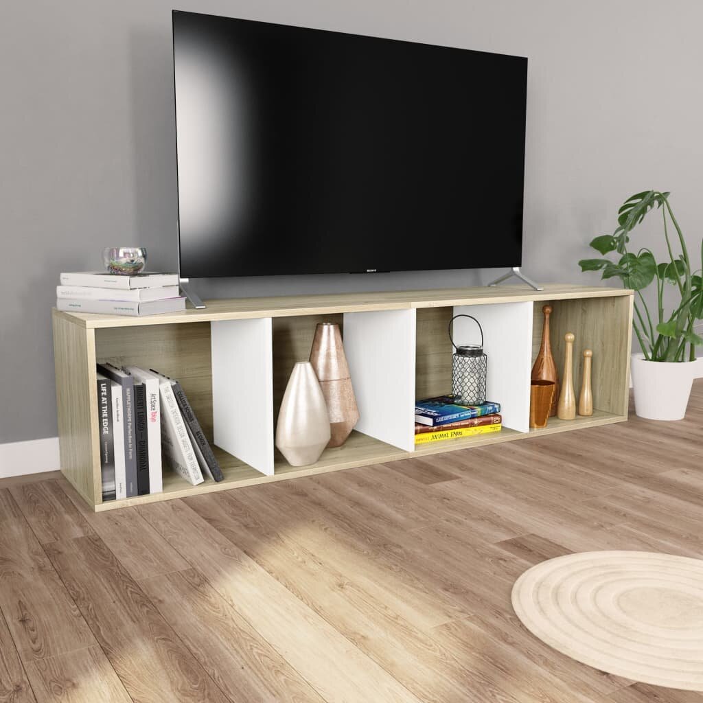 Image of Book Cabinet/TV Cabinet White and Sonoma Oak 142"x118"x563"