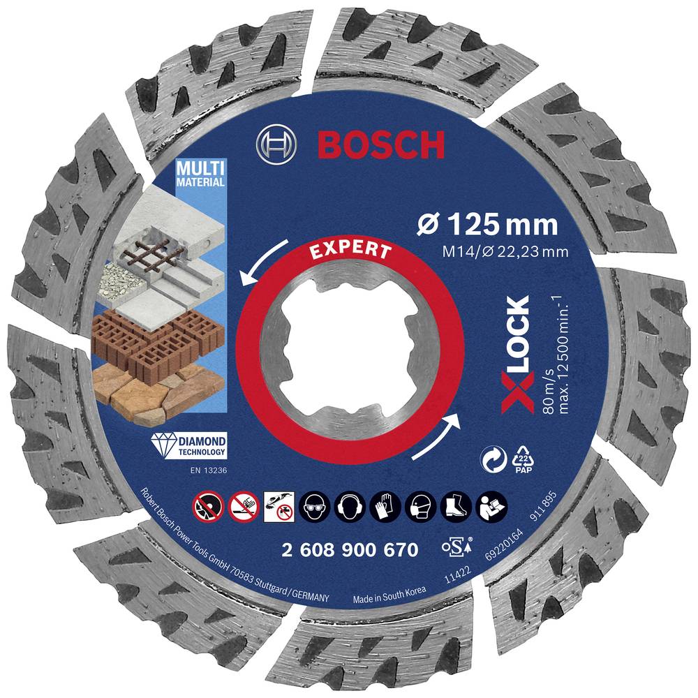 Image of Bosch Accessories 2608900670 EXPERT MultiMaterial X-LOCK Diamond cutting disc Diameter 125 mm Bore diameter 2223 mm