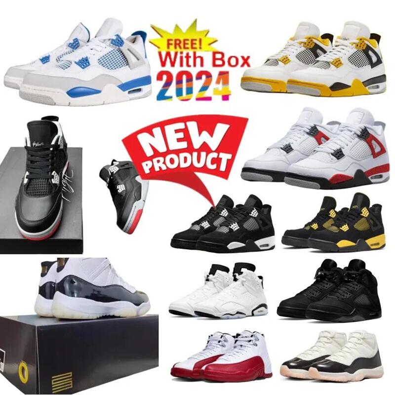 Image of Bred Reimagined 4s White Thunder Black Cat 5s DMP Basketball Shoes Military Blue 4 Gratitude Olive 1 Fear Aqua Playoffs Red Men Women 2024 N