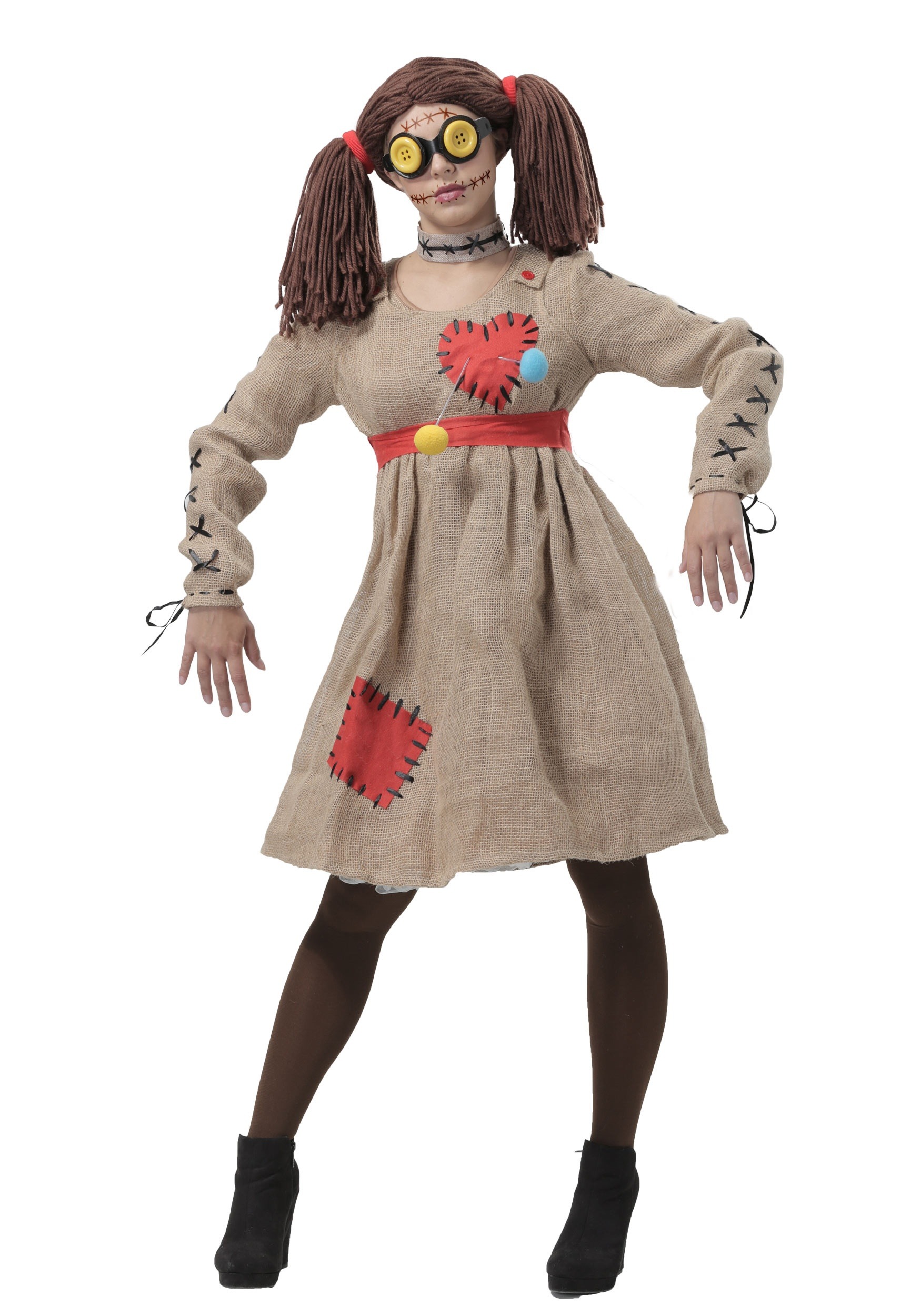 Image of Burlap Voodoo Doll Costume for Women ID FUN3123AD-S