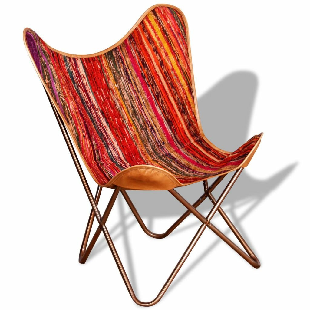 Image of Butterfly Chair Multicolour Chindi Fabric