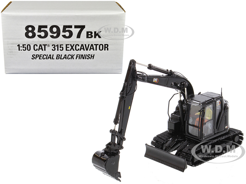 Image of CAT Caterpillar 315 Track Type Hydraulic Excavator Special Black Finish with Operator "High Line" Series 1/50 Diecast Model by Diecast Masters