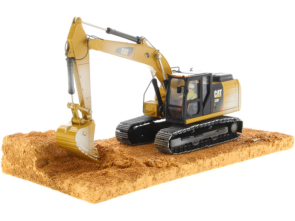 Image of CAT Caterpillar 320F Weathered Tracked Excavator with Operator "Weathered Series" 1/50 Diecast Model by Diecast Masters