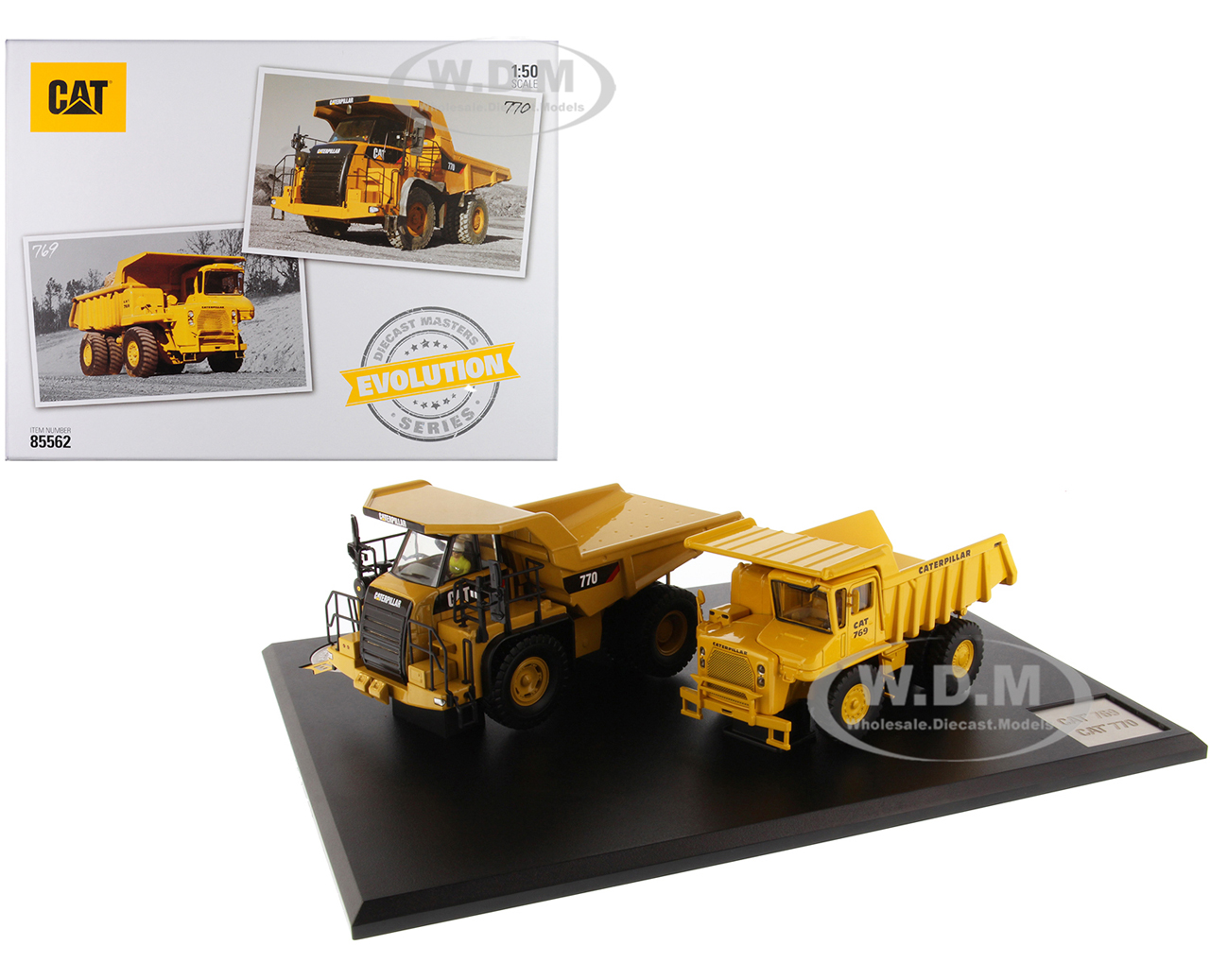 Image of CAT Caterpillar 769 Off-Highway Truck (1963-2006) and CAT Caterpillar 770 Off-Highway Truck (2007-Present) with Operators "Evolution Series" Set of 2