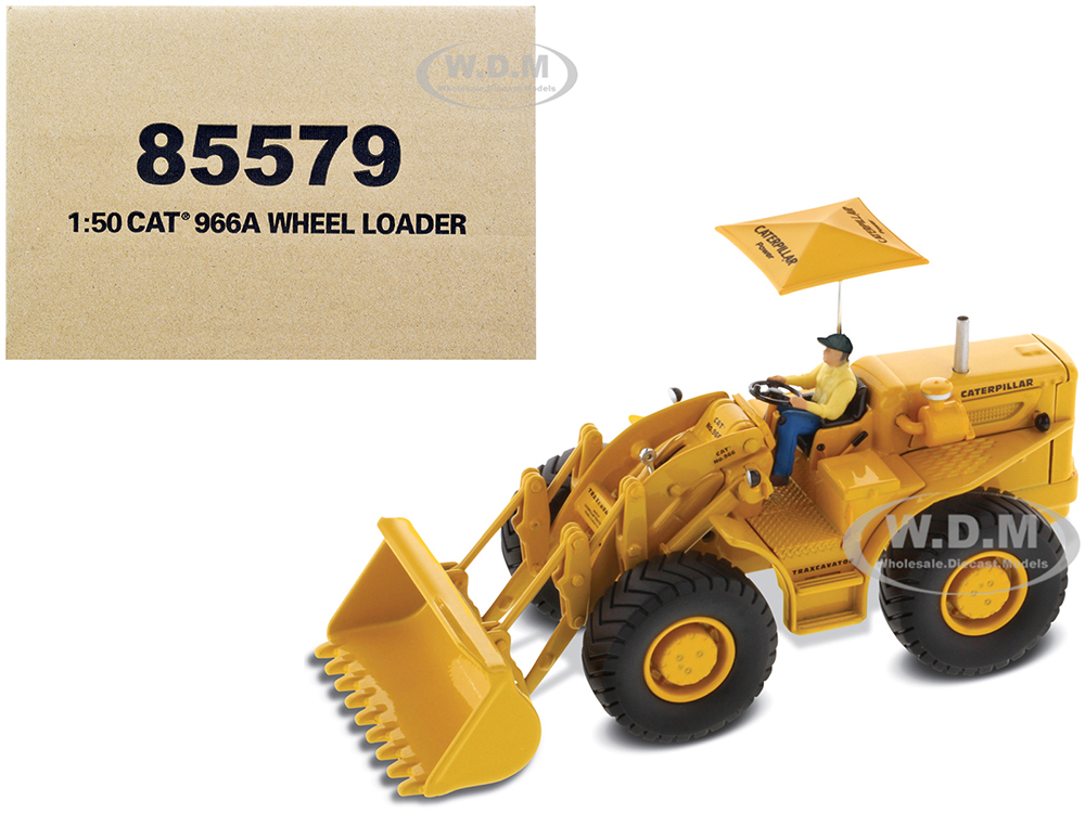 Image of CAT Caterpillar 966A Wheel Loader Yellow with Operator "Vintage Series" 1/50 Diecast Model by Diecast Masters