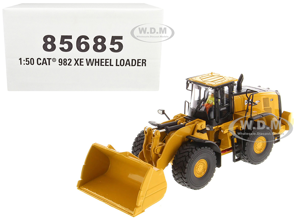 Image of CAT Caterpillar 982 XE Wheel Loader Yellow with Operator "High Line Series" 1/50 Diecast Model by Diecast Masters
