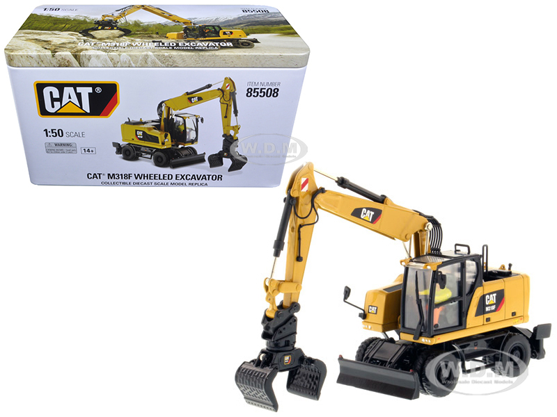 Image of CAT Caterpillar M318F Wheeled Excavator with Operator "High Line Series" 1/50 Diecast Model by Diecast Masters
