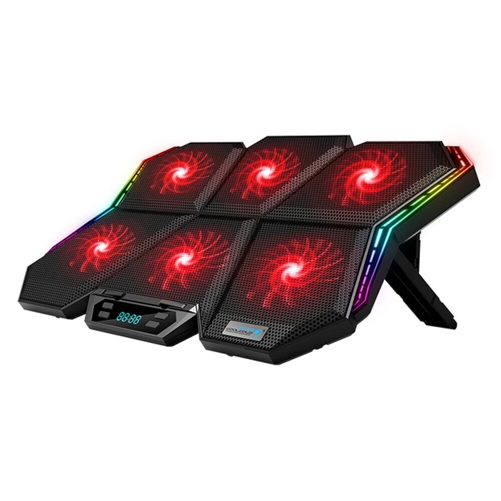 Image of COOLCOLD Cooling Pads with Gaming RGB Laptop Cooler For 12-17 inch Led Screen Notebook Cooler Stand Six Fan 2 USB Ports
