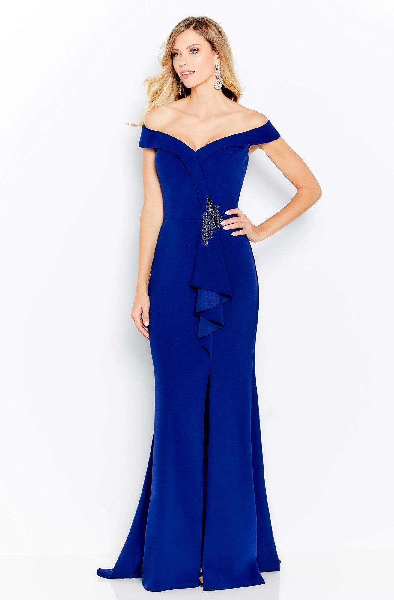 Image of Cameron Blake - 120614 Off-Shoulder Sheath Mother of the Bride Dress