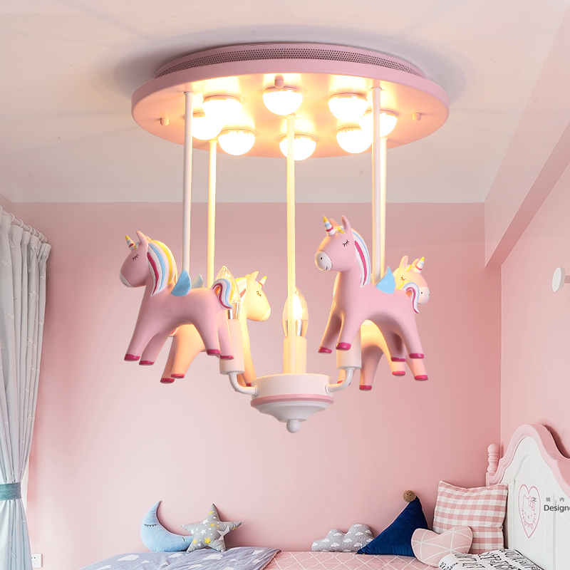 Image of Carousel Cartoon Ceiling Lights Nordic Bedroom Study Ceiling Lamps Children&#039s Room Kindergarten Creative Protection Lighting