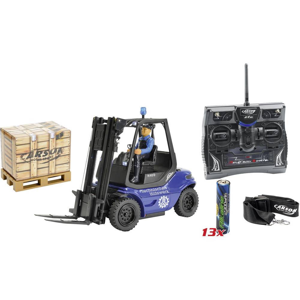 Image of Carson Modellsport THW fork-lift truck 1:14 RC scale model for beginners Heavy-duty vehicle