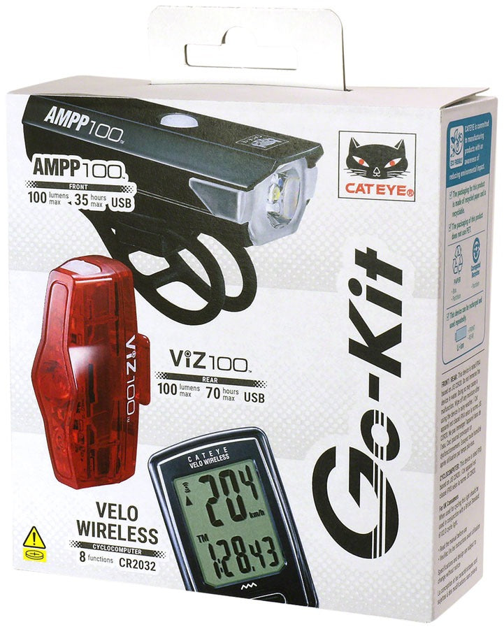 Image of CatEye GS22 Go Kit Light and Computer Set - AMPP100  ViZ100 Velo Wireless