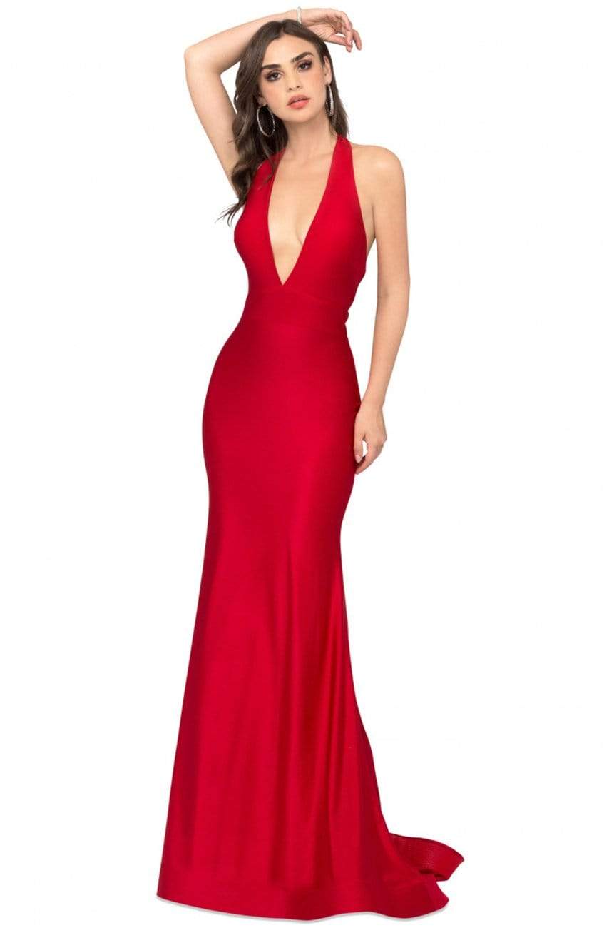Image of Cecilia Couture - 1504 Plunging Halter Long Mermaid Gown