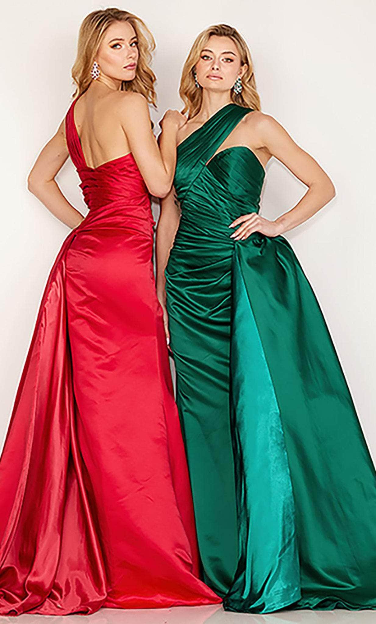 Image of Cecilia Couture 189 - One Sleeve Pleated Detail Evening Gown