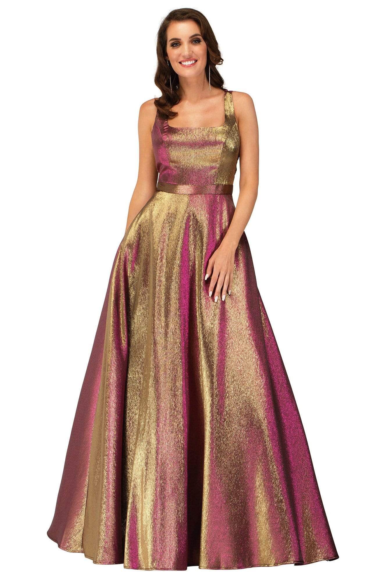 Image of Cecilia Couture - 2117 Metallic Square A-line Dress