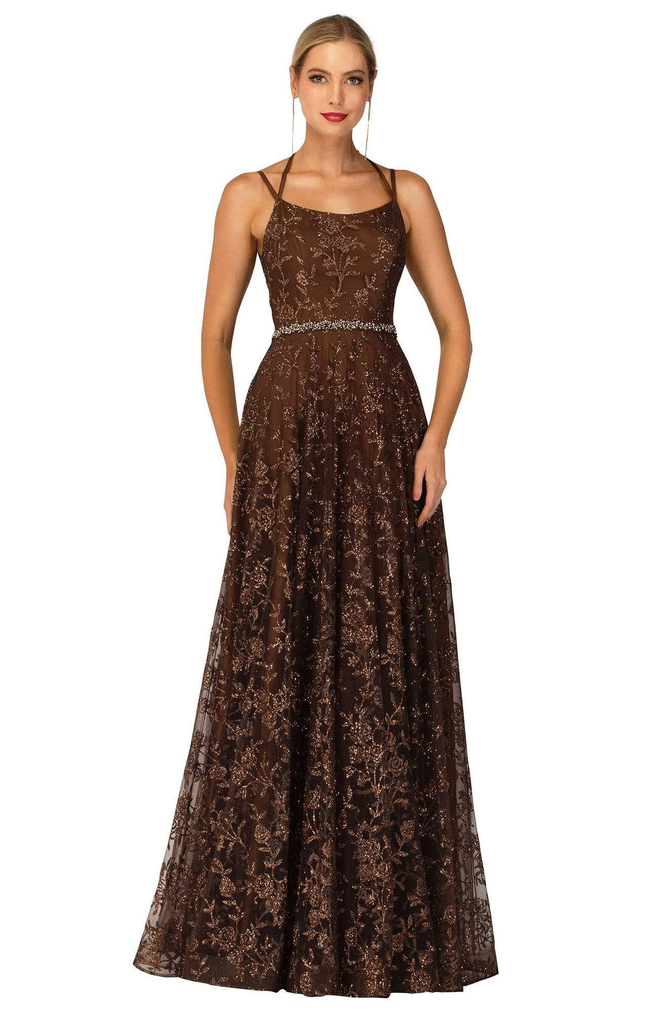 Image of Cecilia Couture - 2121 Glittered Scoop Long Dress