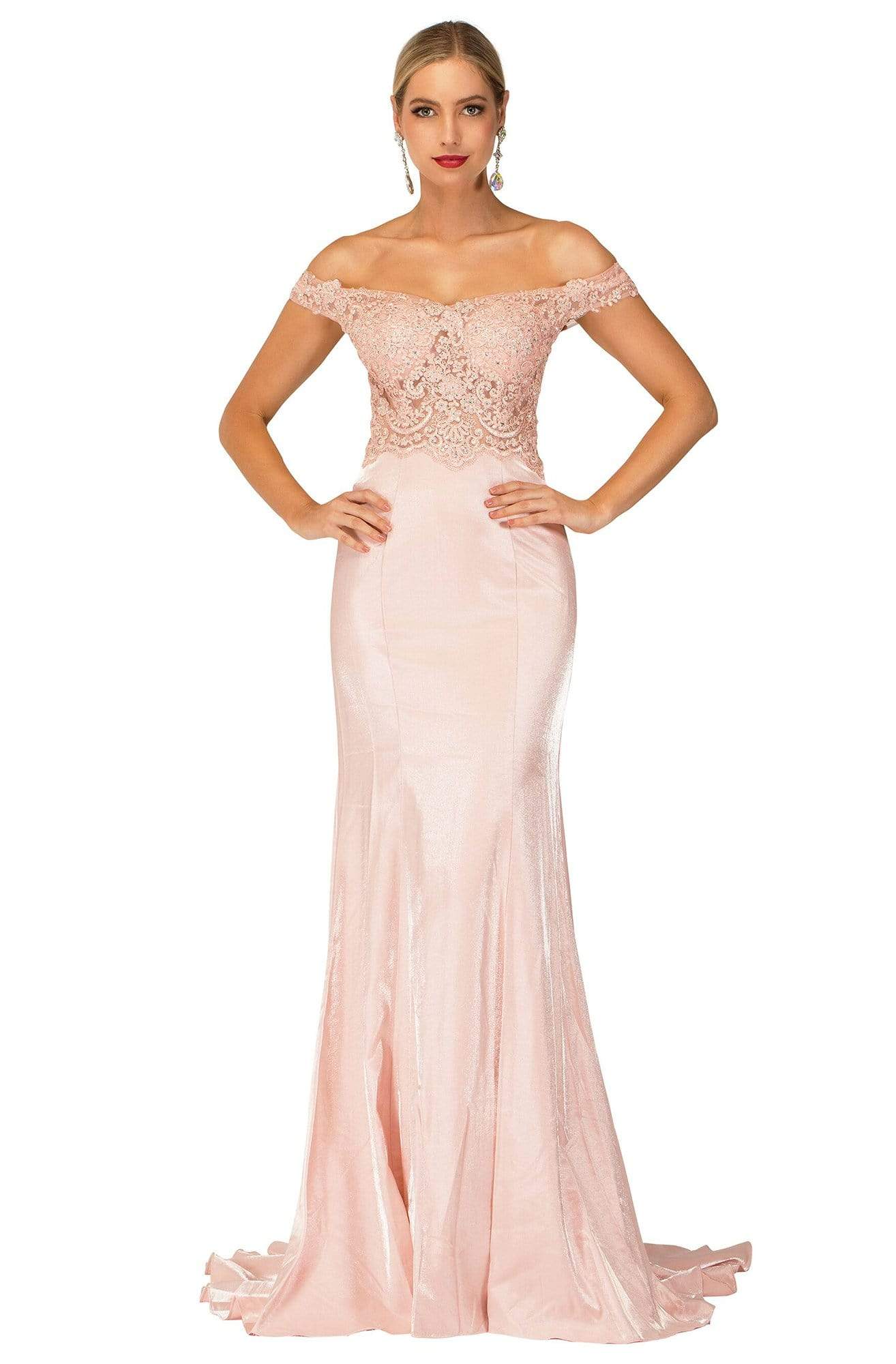 Image of Cecilia Couture - 2142 Off-Shoulder Laced Long Dress